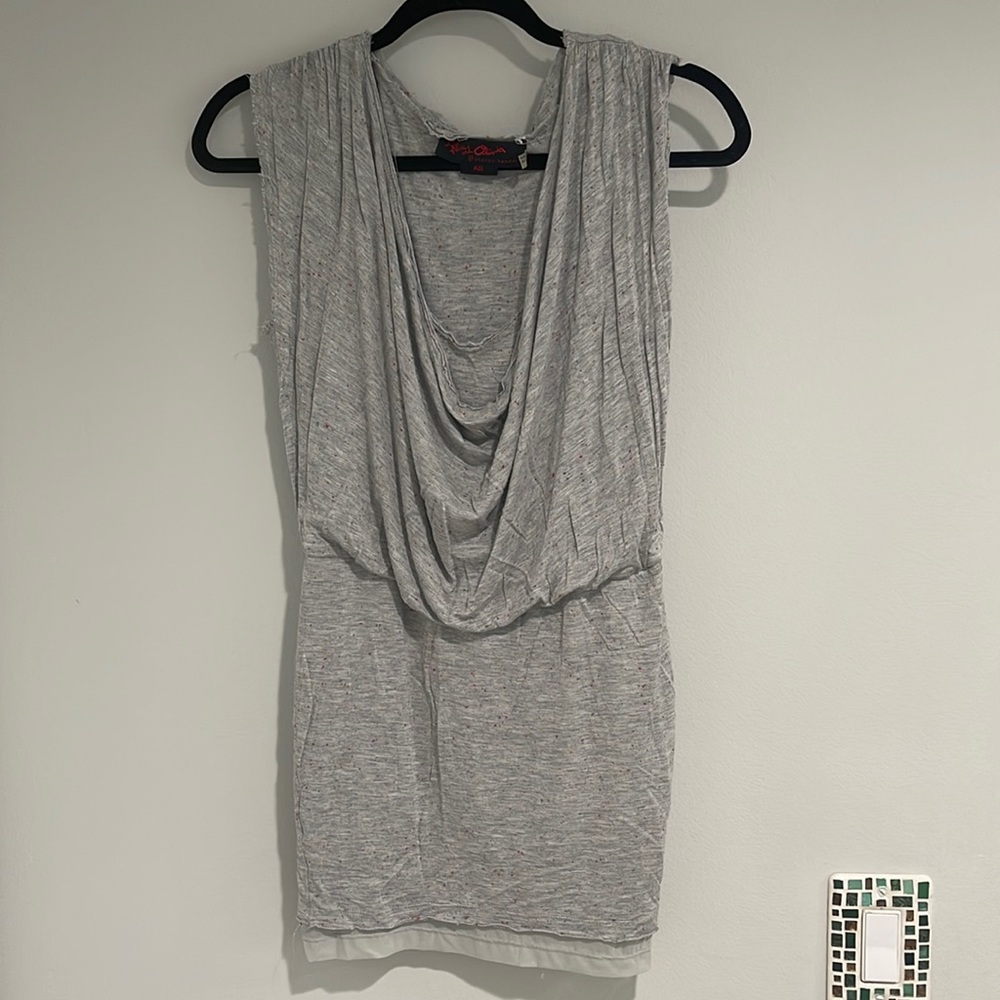 Alice & Olivia gray cowl-neck mini dress